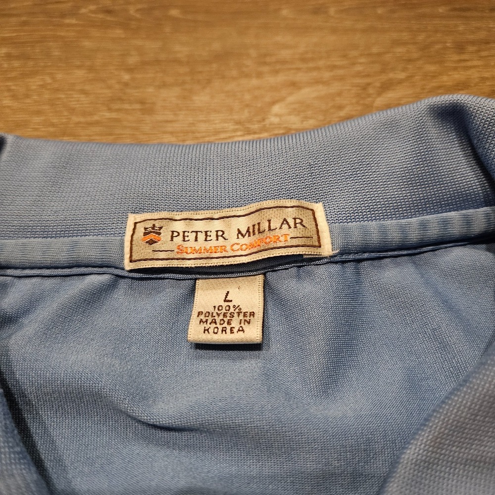 Peter Millar Summer Comfort Polo Shirt Mens Large Blue Golf Performance Polo - Picture 3 of 9